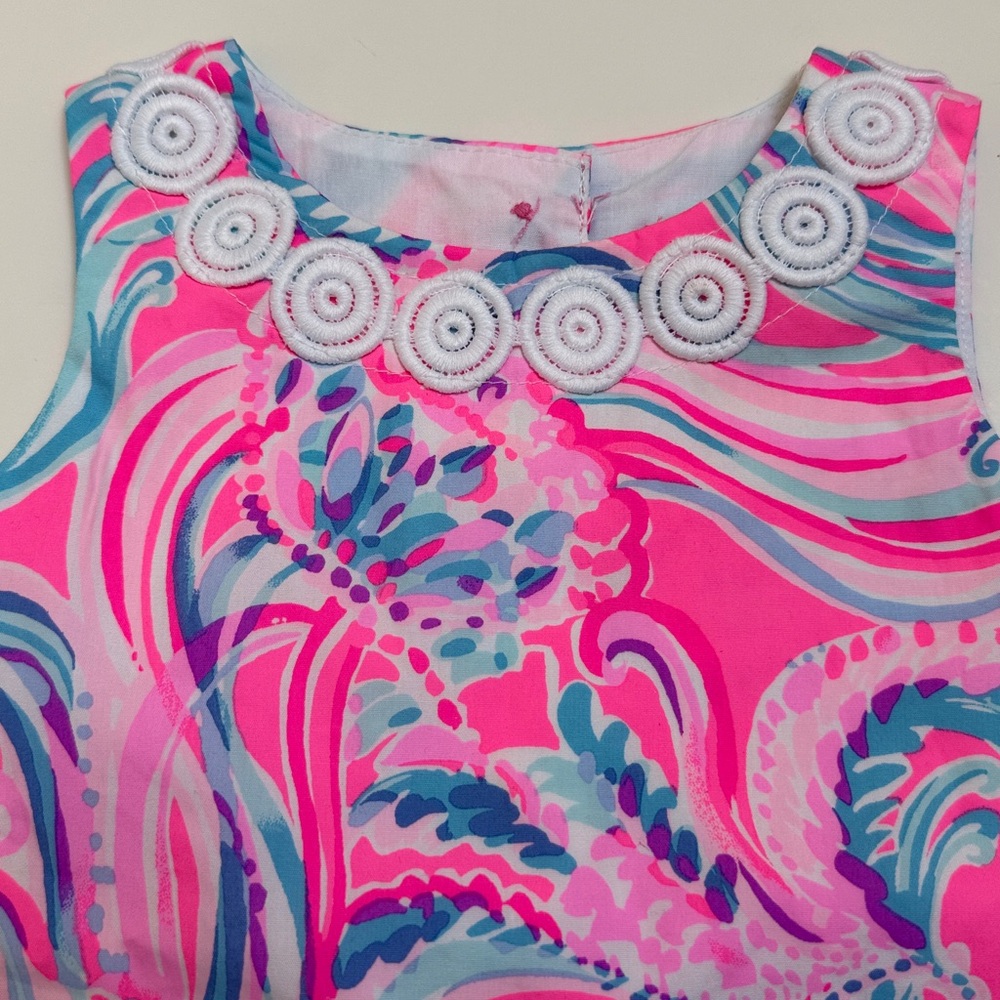 NWOT Lilly Pulitzer Pink & Aqua Swirl Dress with Matching Bloomers | 3-6 months - Picture 2 of 7